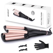 4 in 1 Hair Crimper Waver Curling Iron for Beach Waves, 4 Temp Settings, LED
