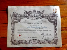 vtg British  world war  1 red cross society  certificate