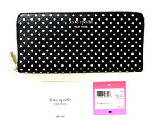 Kate Spade Spencer Metallic Dot Continental Zip Around Wallet Black NEW  NIP NWT