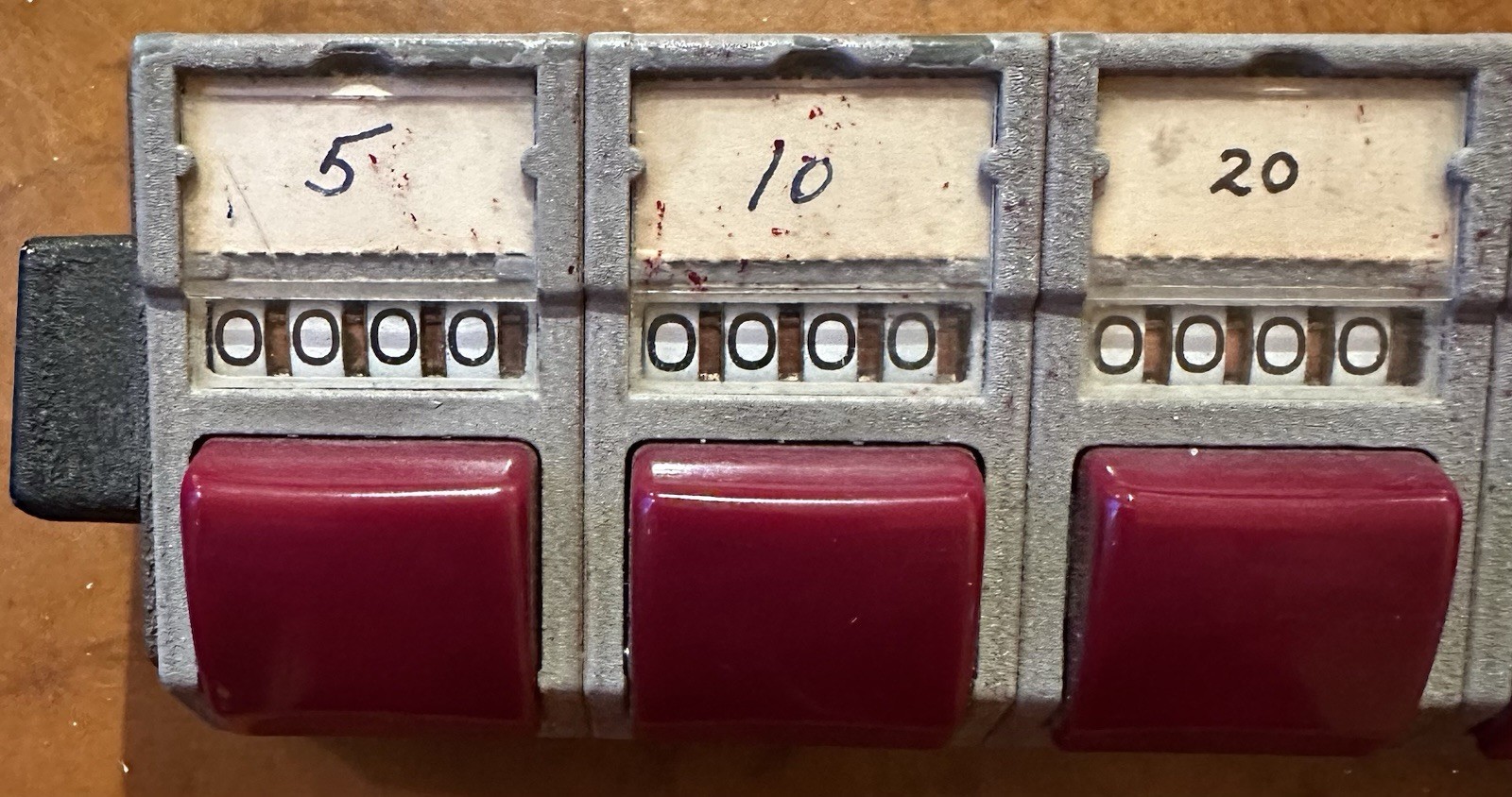 Vintage Veeder-Root "Vary-Tally" Multiple-Unit Mechanical Counter (6-Bank)