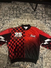 Vintage NASCAR Ken Schrader Budweiser Racing All Over Print Jacket Mens XL
