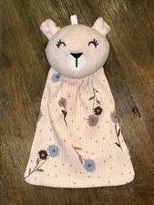 DreamGro Pink Floral Bear Small Security Blanket/Lovey