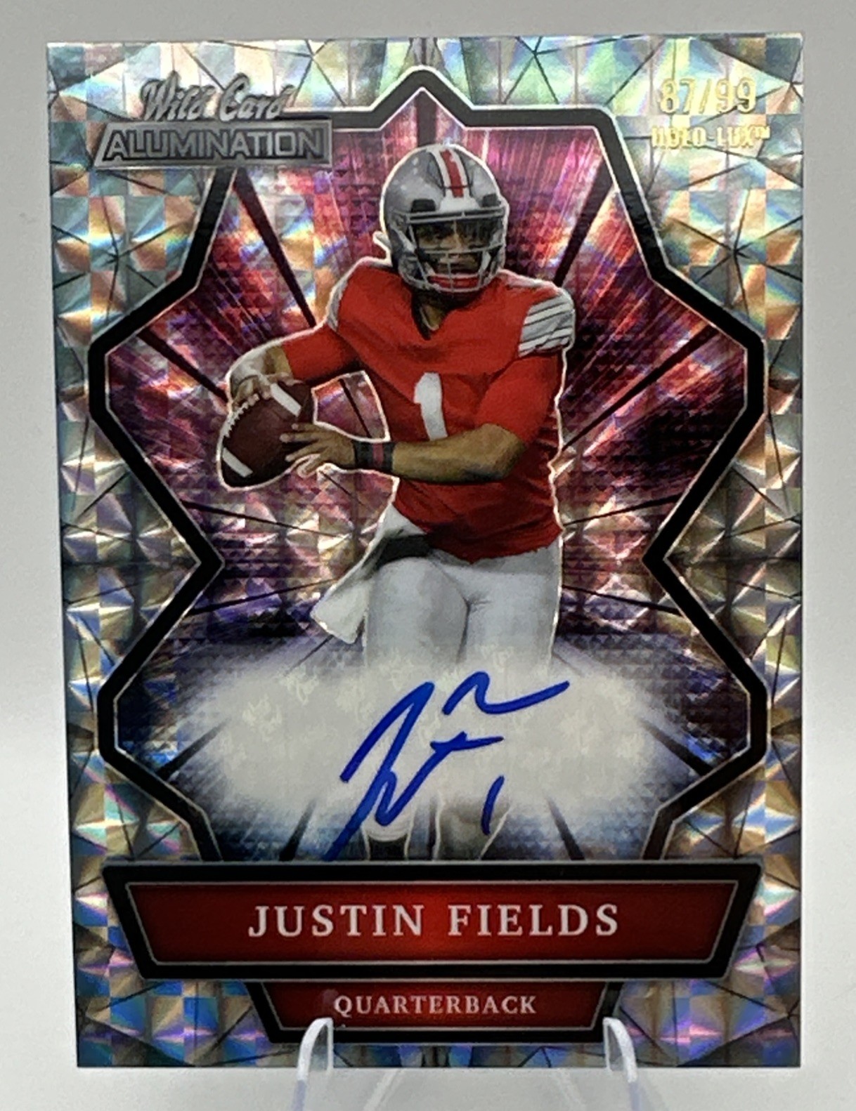 Justin Fields Wild Card Alumination Autographs #ABCA Holo Lux Silver