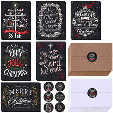 120 Sets Christmas Cards Holiday Cards with Envelopes Stickers Assortment Bulk 6