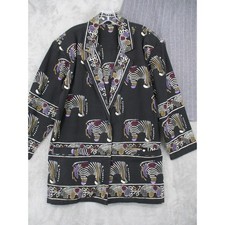 Vintage Skirt Suit Small Zebra Relaxed Artsy Art To Wear Office Union Made Black