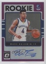 2016-17 Donruss Optic Rookie Signatures Purple Prizm Wade Baldwin IV #9 Auto 5l1