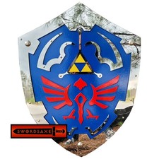 Legend of Zelda Hylian Shield Twilight Princess Steel Plated Wood Cosplay Silver