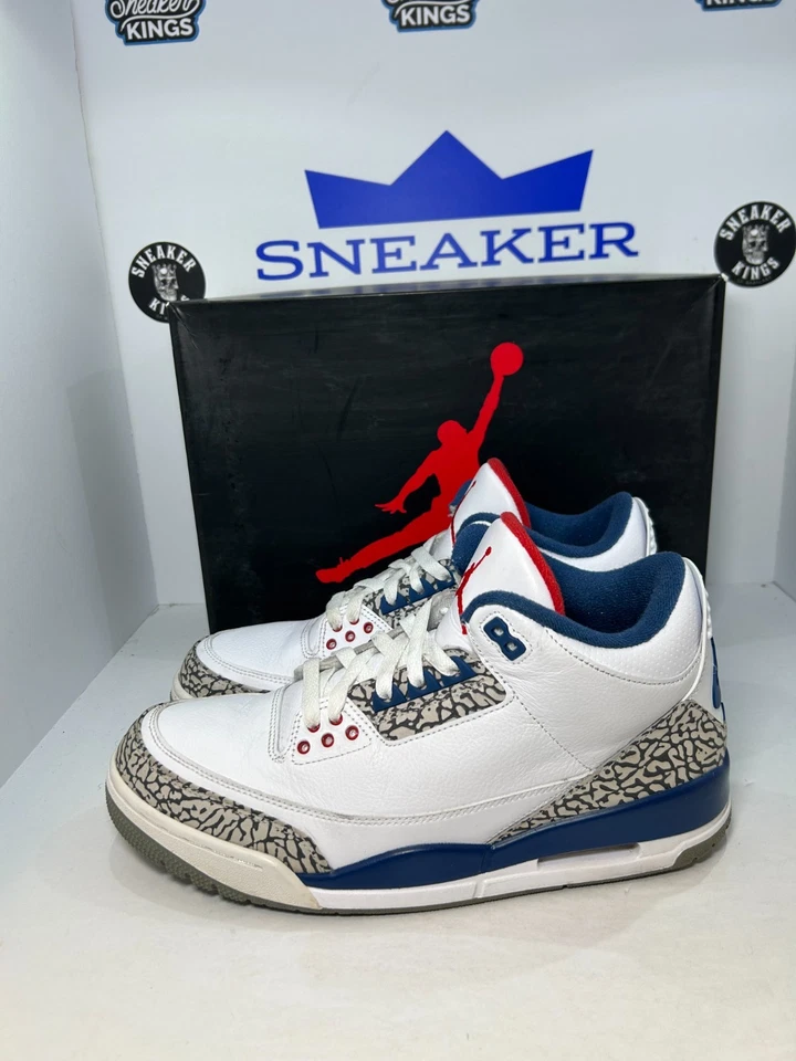 Air Jordan 3 ретро оригинальные средние истинно синие размер 10,5 - Изображение 3 из 4