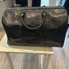 Borsone nero da viaggio Gucci GG in pelle nuovo autentico