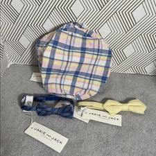 Janie and Jack hat and ties NWT Plaid newsboy Cap 12-24m with Bow Tie Set 0-24m