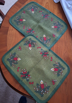 2 Tischsets/Platzsets grün mit Adventskerzen  Weihnachten Adiastoff 42 x 31,5 cm