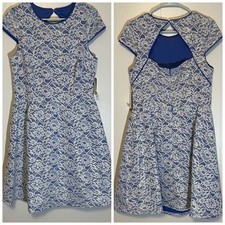 NWT Hailey Adrianna Papell Cocktail Dress Cap Sleeve Fit & Flare Keyhole Back 12