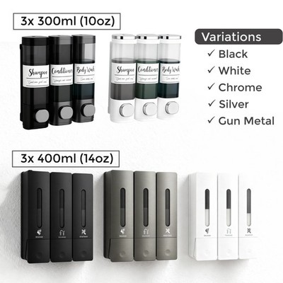 uMadeUs 3 Chamber Shower Dispenser - No Drill - Wall Mount - Easy Installation