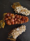 Set of 3 Vintage Grape bunch semi precious natural Agate and Quartz with copper — photo 1