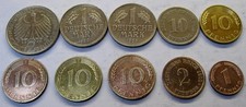 Lot 10 pièces monnaie Allemande, Deutsche mark, Pfennig d'Allemagne, (LT-ET-5).