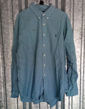 Ralph Lauren Blake Shirt Mens XXL Green Plaid Blue Pony 100 Cotton Vintage