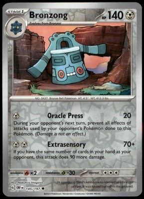 Bronzong 145/197 SV03: Obsidian Flames Reverse Holofoil MP Pokemon TCG