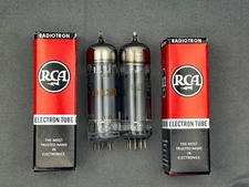 (2) RCA 6BQ5 EL84 Power Tubes Black Plates Disc Getters Gray Glass Tested Pair