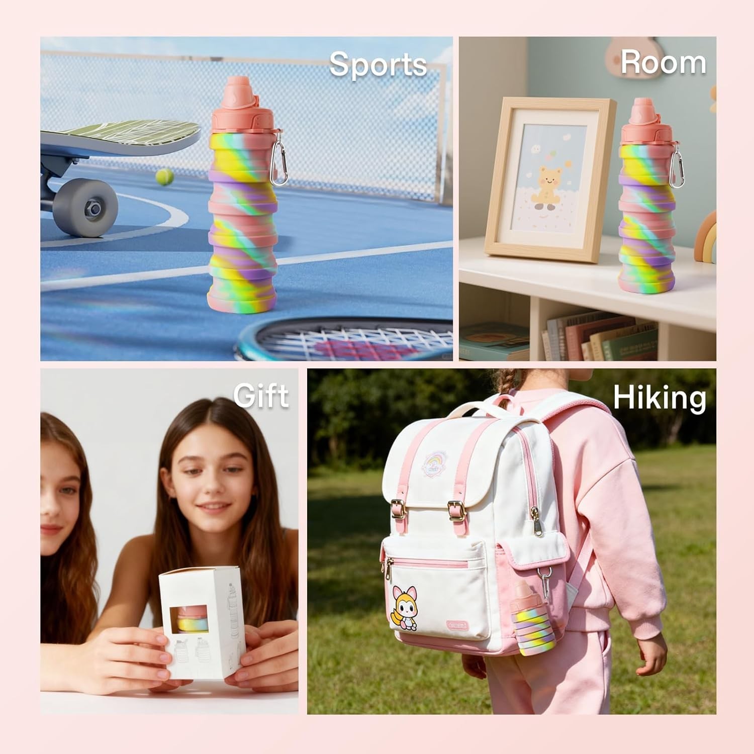 Collapsible Water Bottles for Travel, Foldable Sports Water Bottle for Kids,