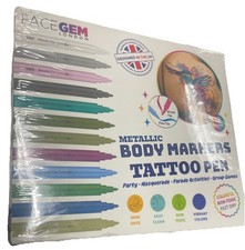 12 Metallic Temporary Tattoo Markers   Create Temporary Tattoos with Dual-Tip Bo