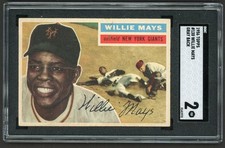 1956 Topps WILLIE MAYS New York Giants #300 SGC 2 Good Condition *GRAY*