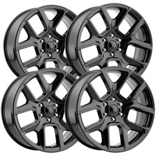 Set Of 4 Replica Fr76 Ram 22x9 6x5.5 15mm Gloss Black Wheels Rims