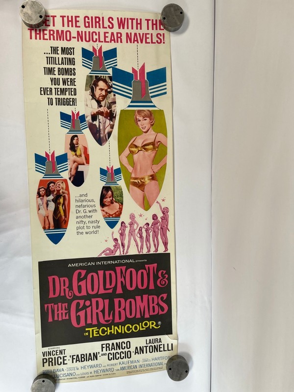 Vtg Dr. Goldfoot & the Girl Bombs Movie Poster 1966 Vincent Price Cult Comedy