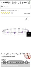 H Samuel Silver Amethyst Bracelet Sterling Silver