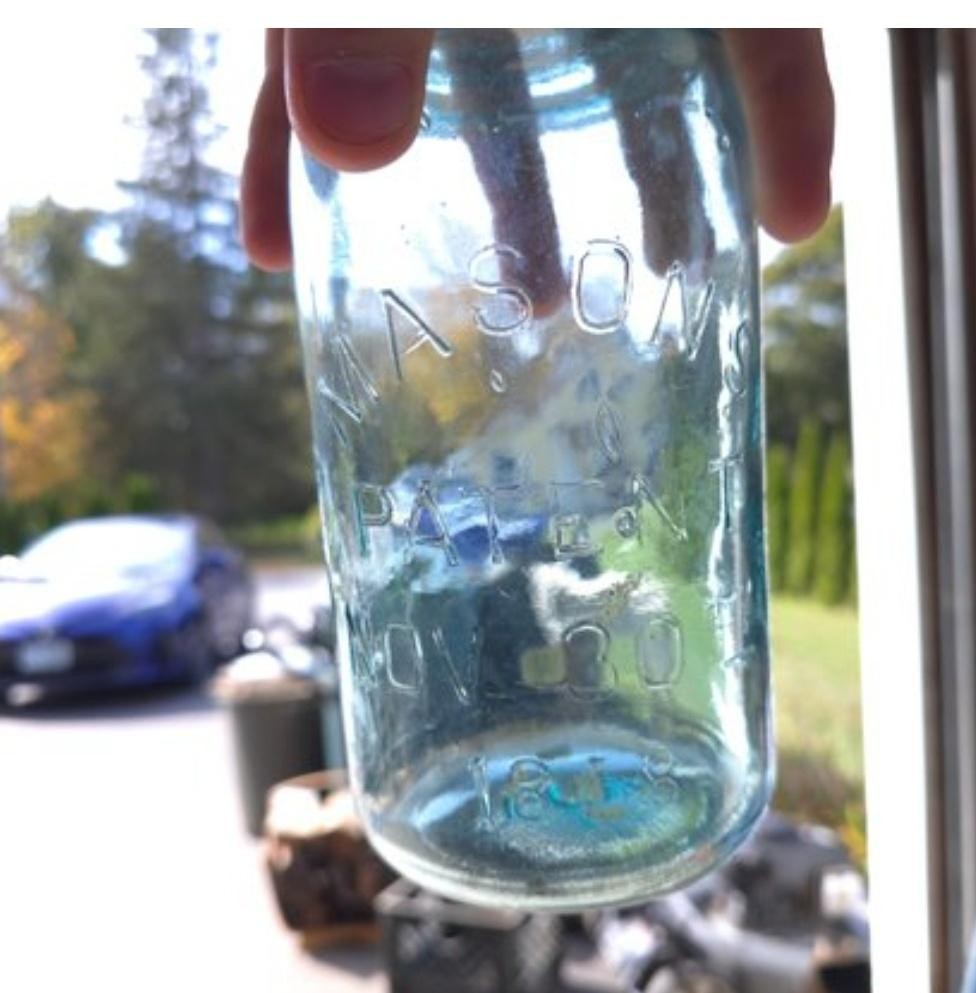 Vintage Mason's Patent Nov 30th 1858 Aqua Quart Canning Jar Zinc Lid Glass