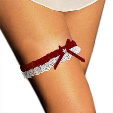White Lace Floral Wedding Garter Set with Bowknot for Bride Bridal Accessory