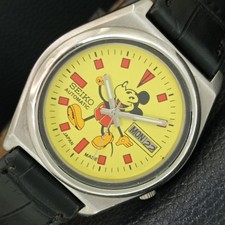 VINTAGE SEIKO AUTOMATIC 7009A JAPAN MENS YELLOW COLOR DIAL WATCH a708199-1