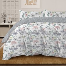 Floral Aesthetic Bedding Sets Gray Pink Flower Duvet Cover Set