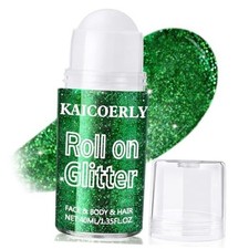 Roll-on Holographic Body Glitter Gel for Women Girls, Sparkle Chunky Green