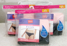 6 Pr Hanes Women's Hi-Cut Cool Comfort Panties 100 Cotton Pink  Black Sz 7 /L