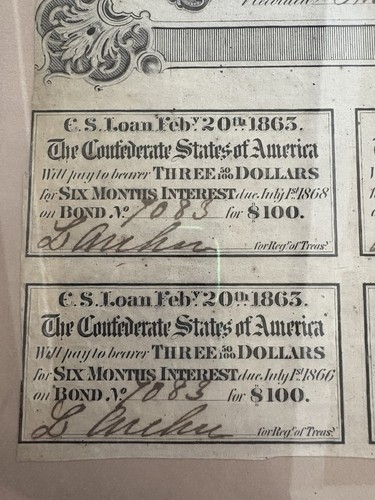 Confederate States of America Savings Bond COA Sotheby’s Sale Nov. 24 1987 - Picture 6 of 19