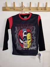 Spiderman Pajamas Top Boys Marvel FEARLESS Iron Man Captain America Sz 8