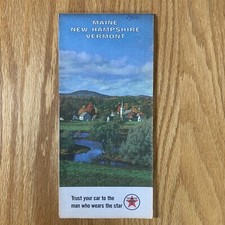 Texaco Map Maine New Hampshire Vermont Manchester 1966 Gas Oil Advertising