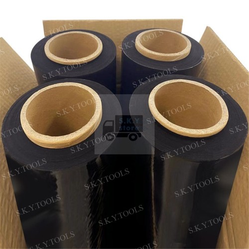4 Rolls 18" x 1000' Black Pallet Wrap Hand Shrink Stretch Film 1000FT 80 Gauge - Picture 1 of 7