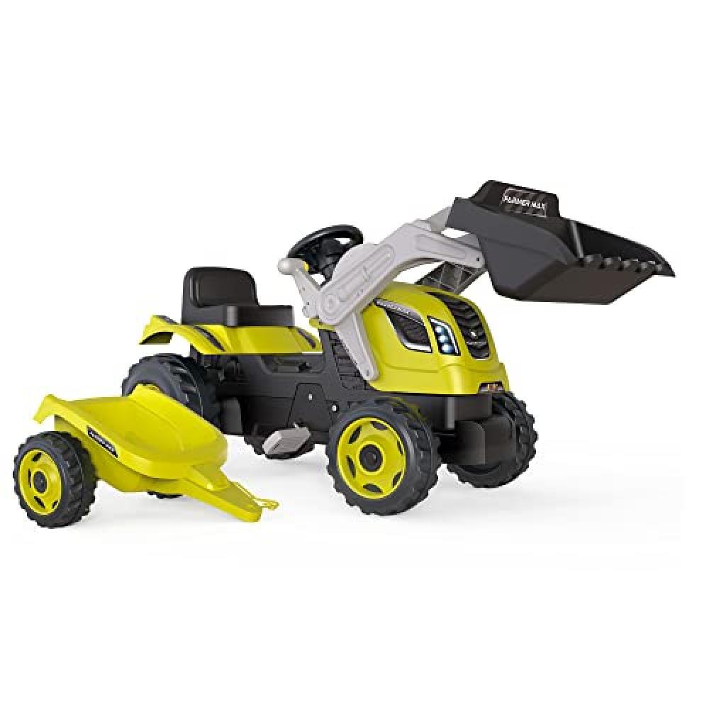 (TG. taglia unica) Smoby Farmer Max Pedal Tractor + Trailer + Shovel - Green - N