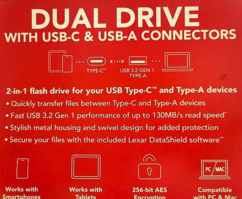 Lexar DUAL UNIDAD con USB-C y USB-A. 3.2 GEN 1 (PACK 128GB x 2) - Imagen 4 de 7