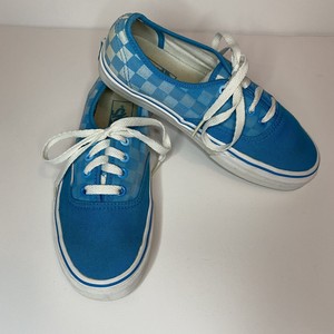 aqua blue checkered vans