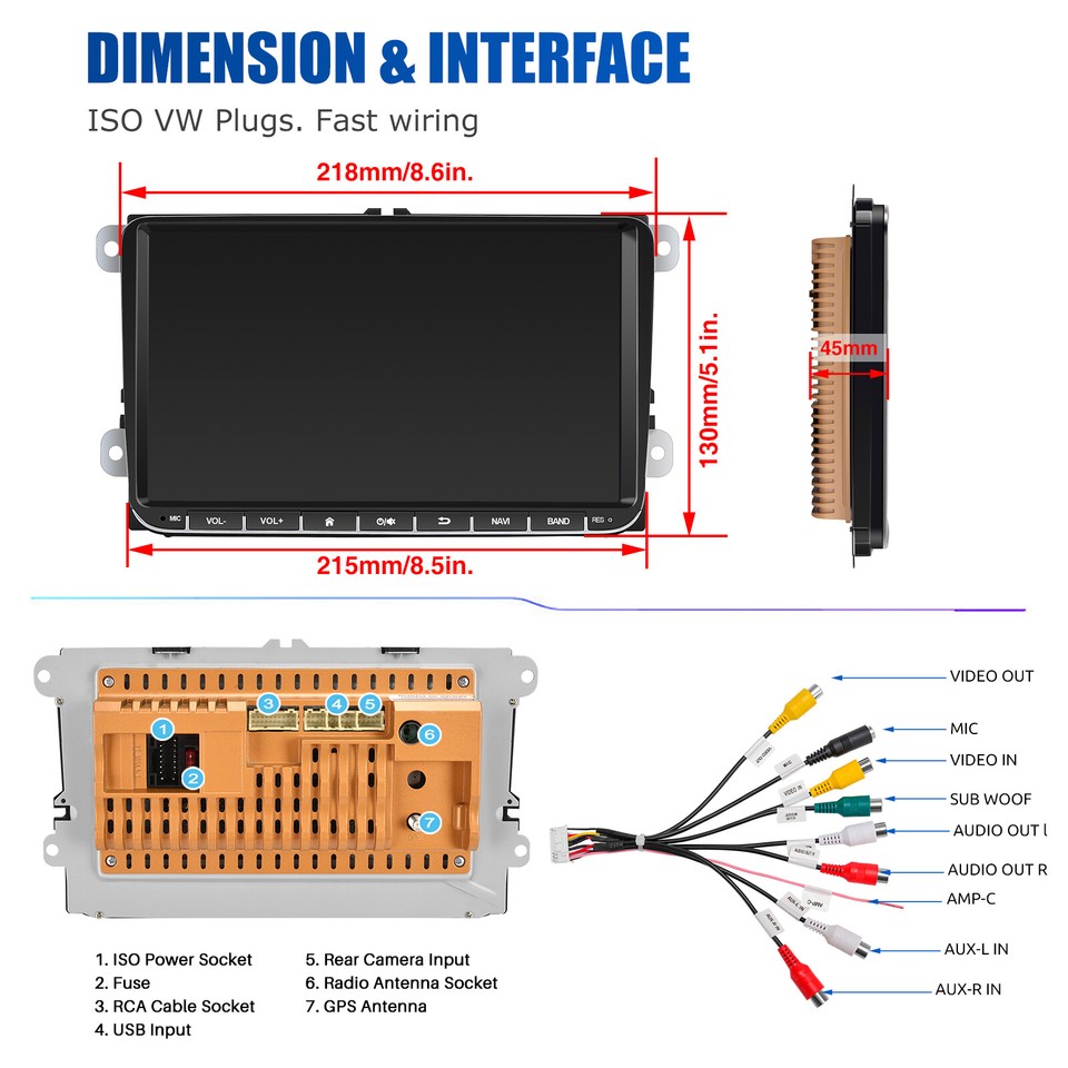 9" Carplay Car Stereo Radio Android 13 4+64G GPS Nav For VW GOLF 5