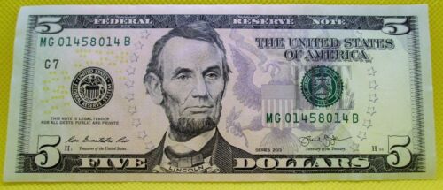 MG 014/58/014 B Federal US Five Dollar Bill_2013_Fancy Serial #_Bookend 3 Digit_ - Picture 5 of 5