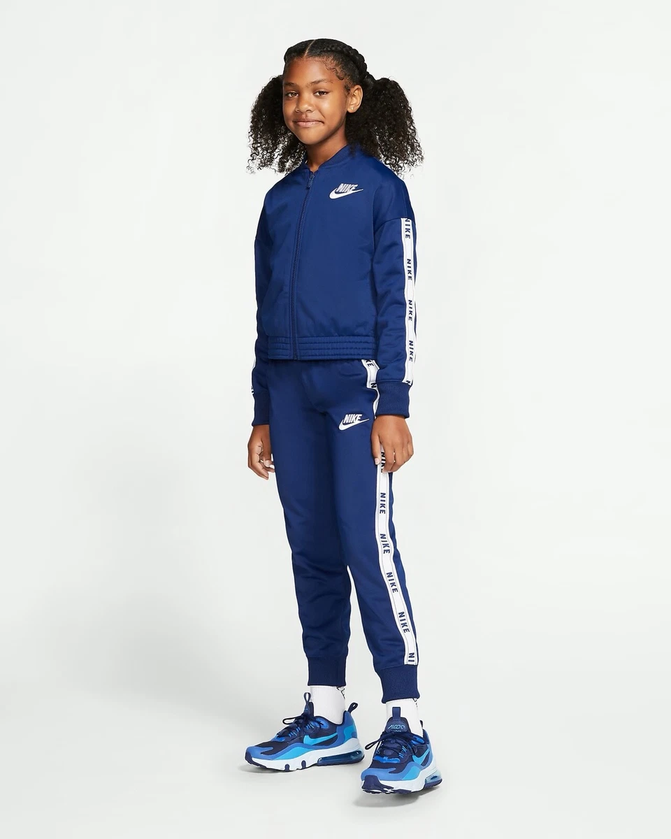 Girls' Nike Sportswear Full Zip Tracksuit Set Top Joggers Blue