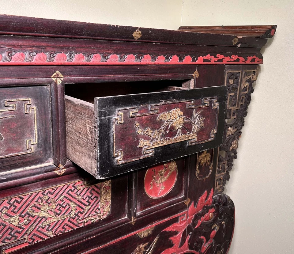 Antigua mesa alta de altar del templo (3629), madera de Phoebe, alrededor de 1800-1949 Foto 3 de 4