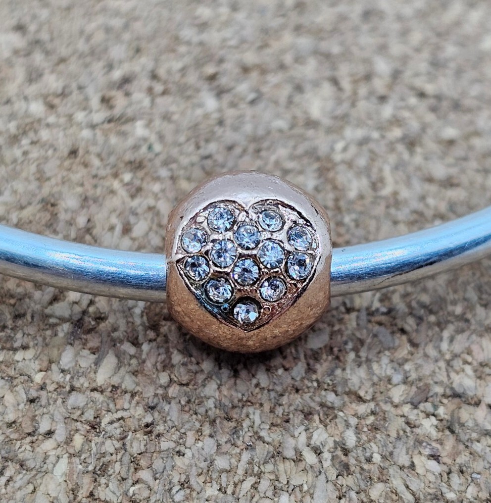Heart Charm Pandora Charm Spacer Beads Pave Pandora Rose Gold