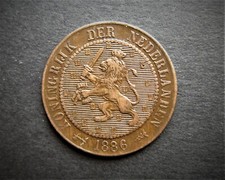 NETHERLANDS  2 / 1/2 CENTS 1886  / SNIFF'S  ANCIENT COINS T-3