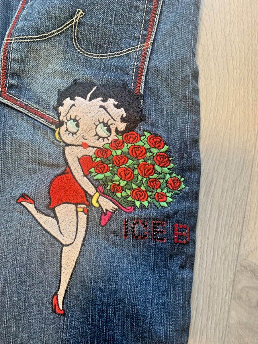 ICEBERG Betty Boop Embroidered Jeans W26 - Made in Italy - Rare