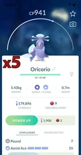 5x Oricorio Sensu Pokemon Bundle !! Good Chance of Lucky and Good IVs !! Go