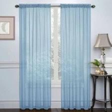 GoodGram 2 Pack: Basic Rod Curtain Panels Baby Blue, 84 in. Long Pair. Polyester